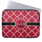 Red | Black | White Quatrefoil Clover Monogram