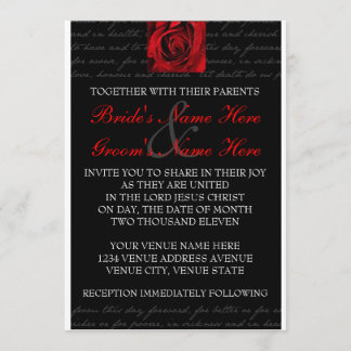 Red, Black, White, Rose Invitation