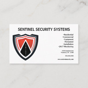 Red Black White Shield Security Protection Business Card