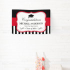 Red Black White Stripes Graduation Party