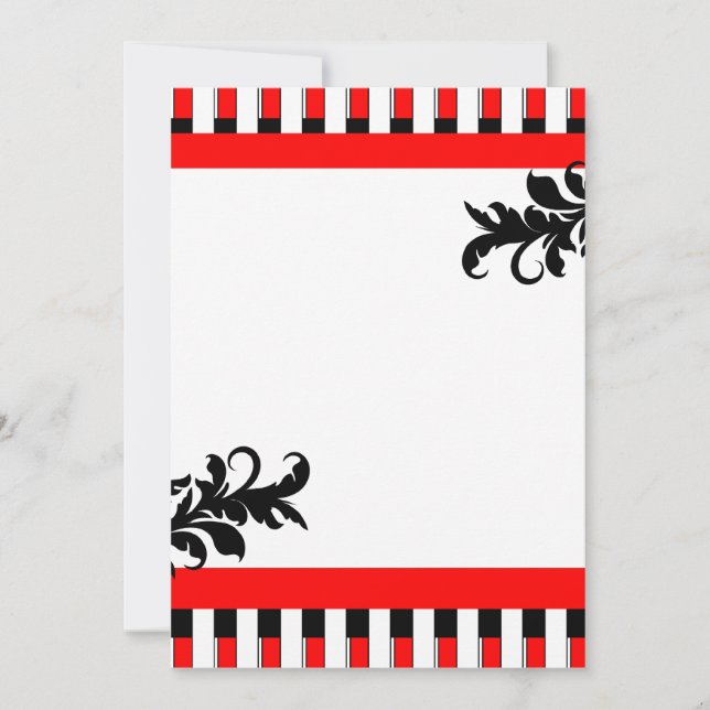 Red-Black & White Stripes Invitation (Front)