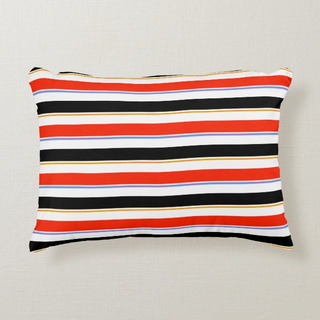 Red Black White Stripes Lines Pattern Design Decorative Cushion (Front)