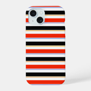 Red Black White Stripes Lines Pattern Design iPhone 15 Case