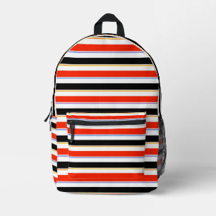 Red Black White Stripes Lines Pattern Design Printed Backpack