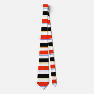 Red Black White Stripes Lines Pattern Design Tie