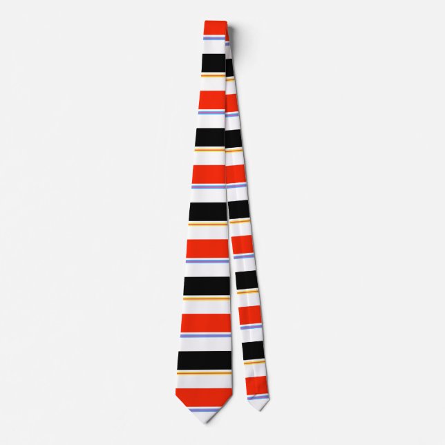 Red Black White Stripes Lines Pattern Design Tie (Front)