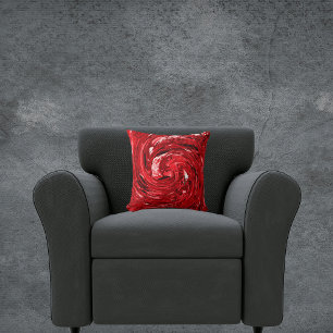 Red black White Swirl Cushion