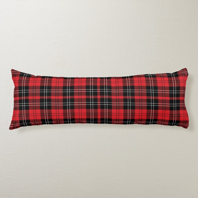 Red Black White Tartan Buffalo Plaid Trendy  Body Cushion (Front)