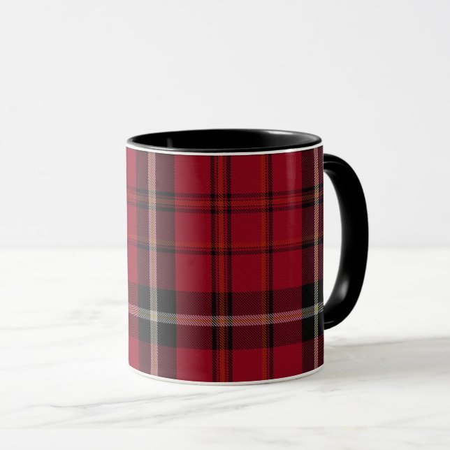 Red Black White Tartan Plaid Mug (Front Right)