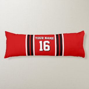 Red Black White Team Jersey Custom Number Name Body Cushion
