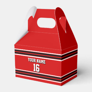 Red Black White Team Jersey Custom Number Name Favour Box
