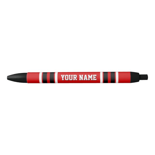 Red Black White Team Jersey Custom Number Name Ink Pen (Front)