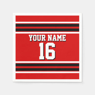 Red Black White Team Jersey Custom Number Name Napkin