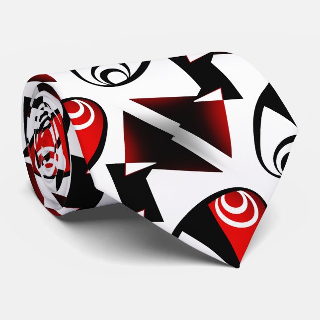 Red Black White Tie (Rolled)