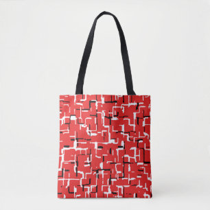 Red Black White Trendy Chic Pattern Tote Bag