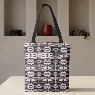 Red, Black & White Tribal Tapestry Tote Bag