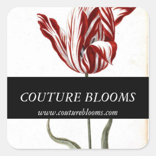 Red Black White Tulip Florist Square Stickers