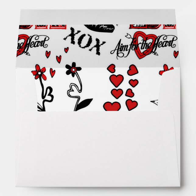 Red Black White Valentine Motif Envelope (Back (Bottom))