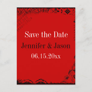 Red Black White Vintage Save the Date Postcards