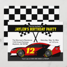 Red Black White Yellow Race Car Birthday Party