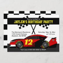 Red Black White Yellow Race Car Birthday Party