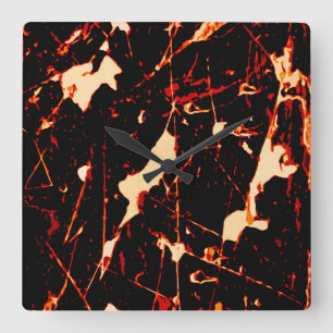Red Black White Yellow Square Wall Clock