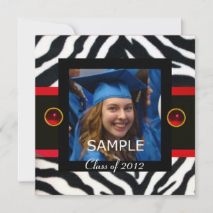 RED BLACK WHITE ZEBRA FUR Monogram Photo Template