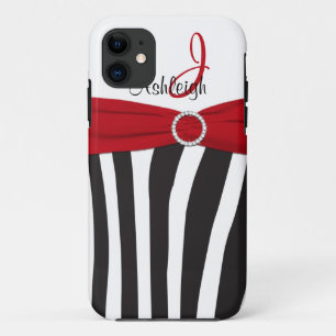 Red, Black, White Zebra Striped iPhone 5 Case