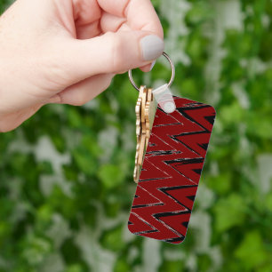 Red, Black & White Zigzag – Artistic & Stylish Key Ring