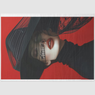 Red Black Women Music Notes Decoupage Tissue Paper