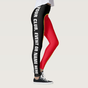 Red/Black/Yellow Customisable Named Leggings