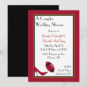 Red, Black & Yellow Football Couples Shower Invitation