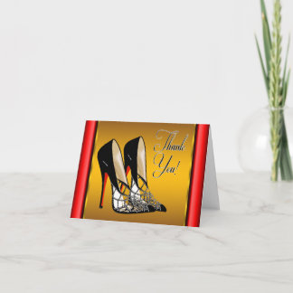 Red Black Yellow Gold High Heels Thank You Card