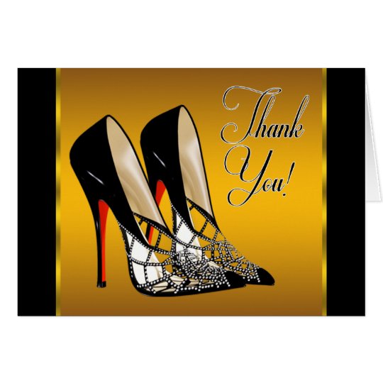 Red Black Yellow Gold High Heels Thank You Card