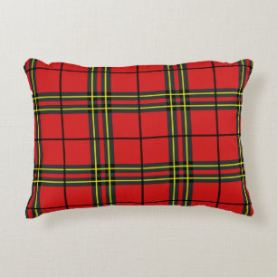 Red Black Yellow Tartan Decorative Cushion