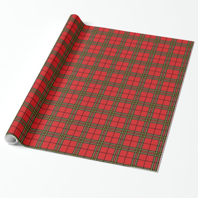 Red Black Yellow Tartan Wrapping Paper (Unrolled)