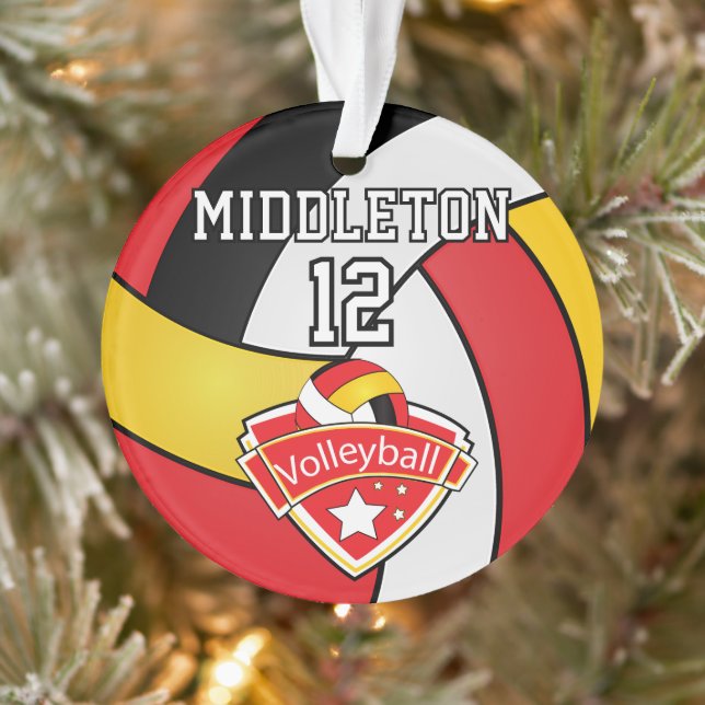 Red, Black, Yellow Volleyball | DIY Text Ornament (Tree)