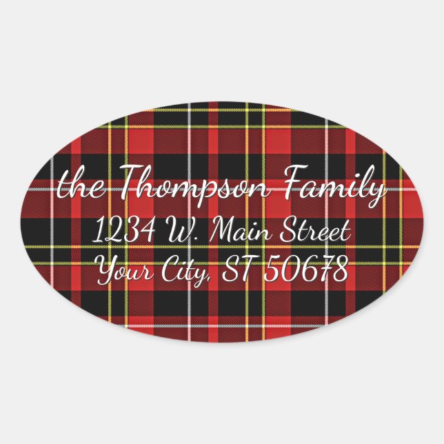 Red Black Yellow White Tartan Address Label (Front)