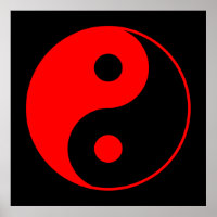 Red & Black Yin Yang Sign Poster