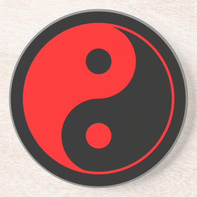 Red & Black Yin Yang Symbol Coaster (Front)