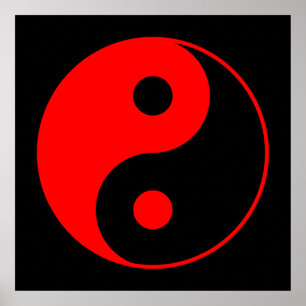 Red & Black Yin Yang Symbol Poster