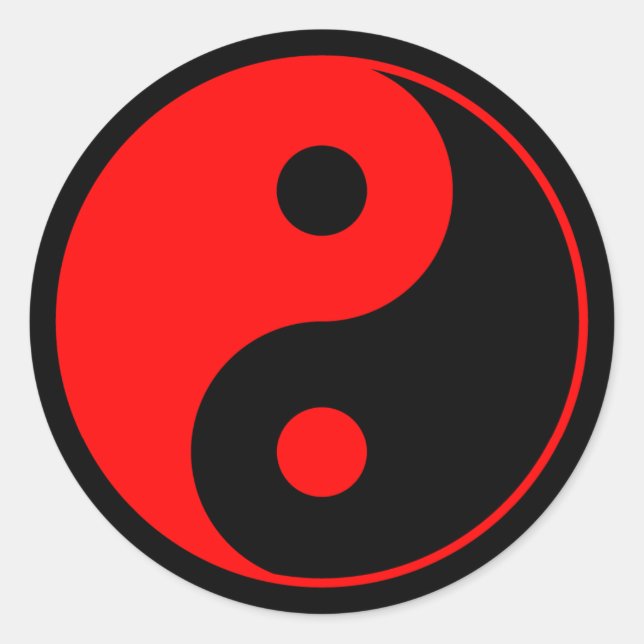 Red & Black Yin Yang Symbol Sticker (Front)
