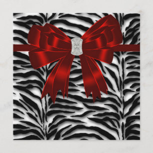 Red Black Zebra All Occasion Invitation