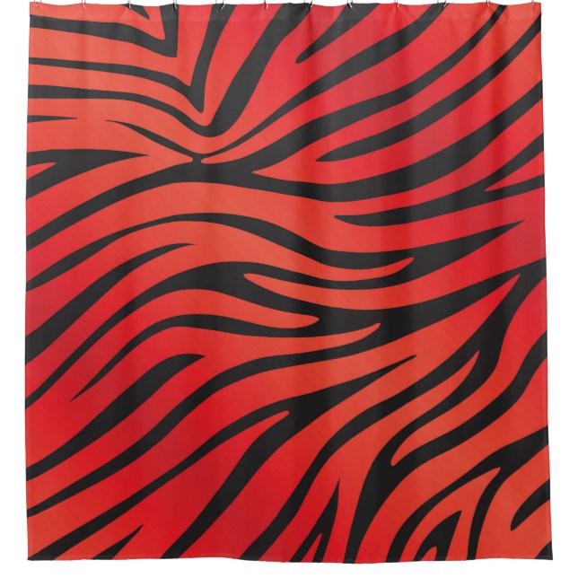 Red & Black Zebra Print Shower Curtain (Front)