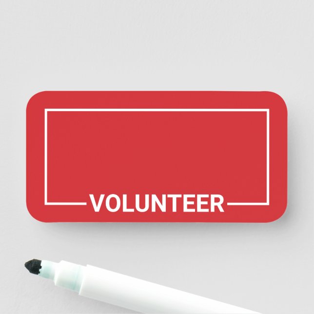 Red Blank Volunteer Name Tag (In Situ)