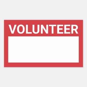 Red Blank Volunteer Rectangular Sticker
