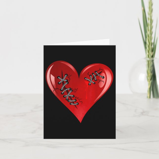 Red Bleeding Cut Open Broken Healing Heart Goth Va Card (Front)
