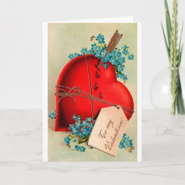 Red Bleeding Heart Valentine Antique Postcard (Front)