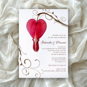 Red Bleeding Hearts Flowers Wedding Invitation