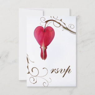 Red Bleeding Hearts Flowers Wedding RSVP Card